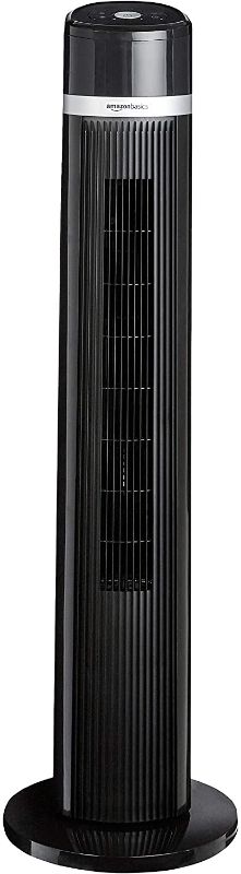 Photo 1 of Amazon Basics Oscillating 3 Speed Tower Fan with Remote
