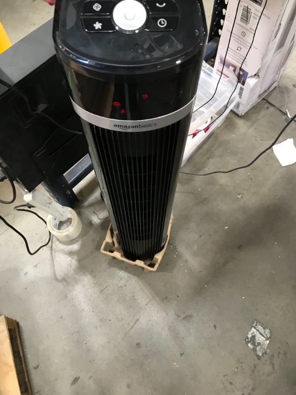 Photo 2 of Amazon Basics Oscillating 3 Speed Tower Fan with Remote
