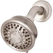 Photo 1 of 5-Spray 3.8 in. Single Wall Mount Low Flow Fixed Shower Head in Brushed Nickel
