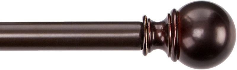 Photo 1 of AmazonBasics 1" Curtain Rod with Round Finials, 72" to 144", Bronze