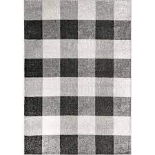 Photo 1 of Aisha Buffalo Plaid Gray 4 ft. x 6 ft. Area Rug
