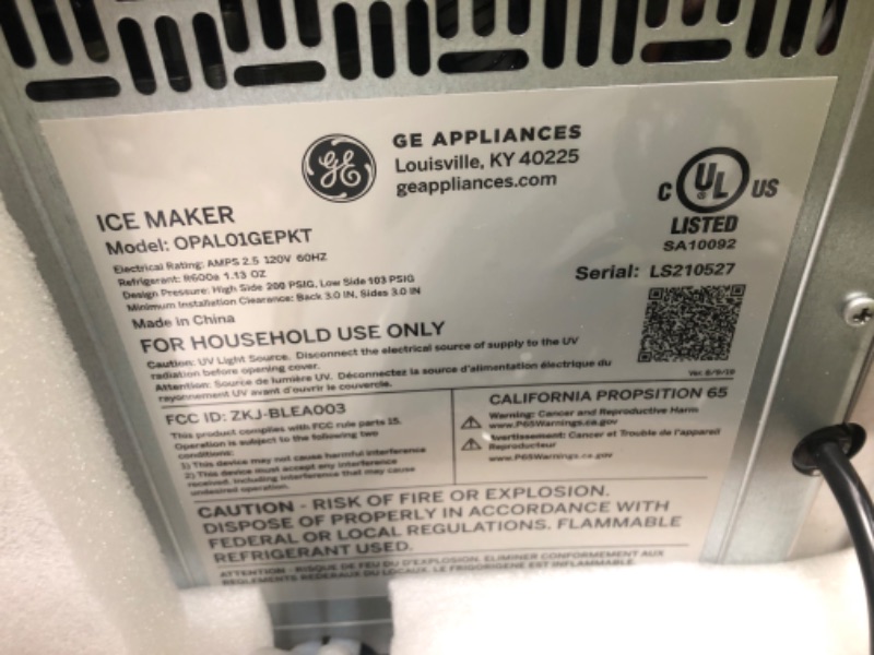 Photo 2 of ***PARTS ONLY*** GE Profile Opal | Countertop Nugget Ice Maker with Side Tank | Portable Ice Machine with Bluetooth Connectivity | Smart Home Kitchen Essentials | Stainless Steel Finish | Up to 24 lbs. of Ice Per Day
