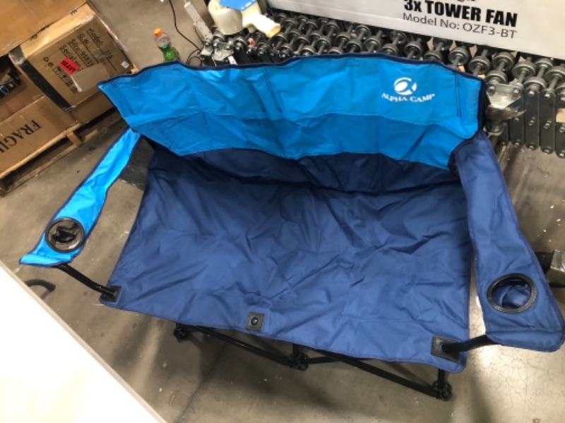 Photo 2 of ALPHA CAMP Oversized Portable Camping Chair with Cup Holder Heavy Duty Support Loveseat 450 LBS
