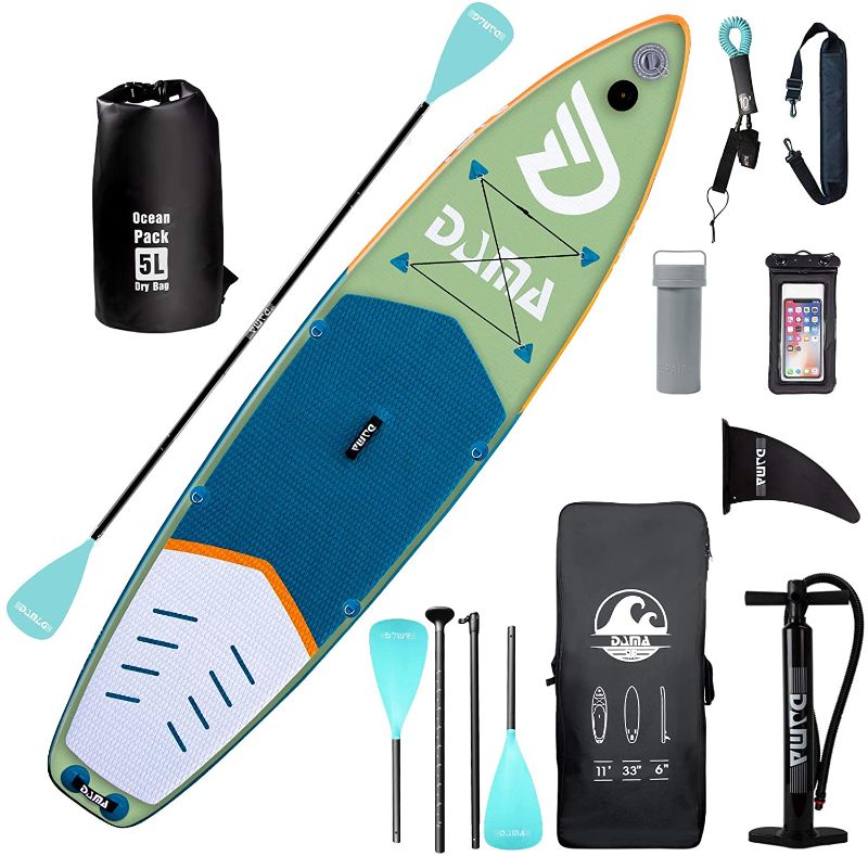 Photo 1 of DAMA Inflatable Stand Up Paddle Board, Inflatable SUP Yoga Board, Dry Bags, Camera Seat, Floating Paddle, Hand Pump, Board Carrier, Durable & Stable for Multiple People
