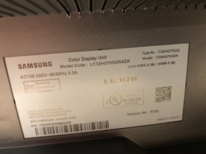 Photo 6 of Samsung 32" CHG70 Gaming Monitor with Quantum Dot in Dark Blue Grey(Matt)(LC32HG70QQNXZA)
