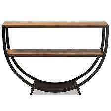 Photo 1 of Blakes 50 in. Black/Brown Standard Rectangle Wood Console Table
