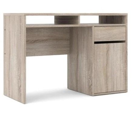 Photo 1 of 44 in. Rectangular Truffle 1 Drawer Writing Desk with Adjustable Shelves
**MISSING HARDARE**