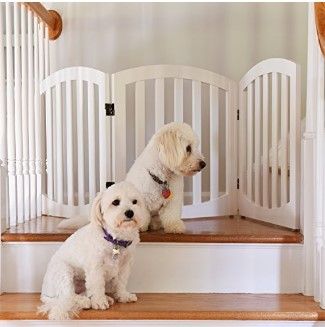 Photo 1 of Arf pets Free standing Wood Dog Gate, Step Over Pet Fence, Foldable, Adjustable - White
