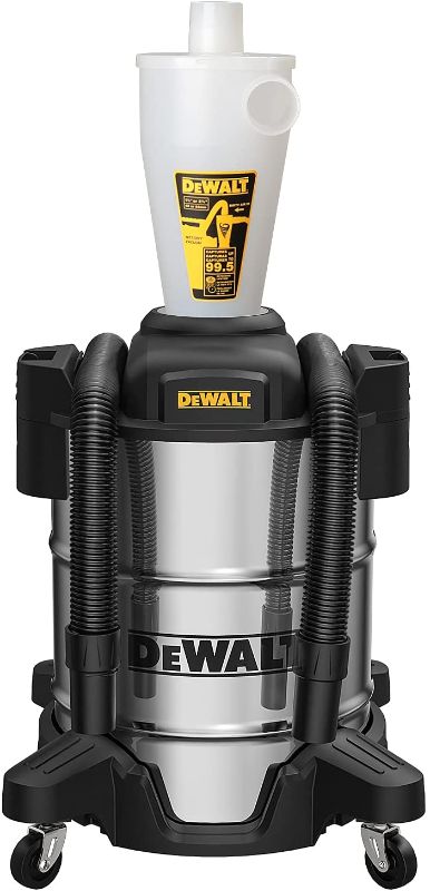 Photo 1 of DEWALT Separator with 10 Gal Stainless Steel Tank, 99.5% Efficiency, High-Performance Cycle Powder Filter, Dust Cyclone Collector, DXVCS003, White
