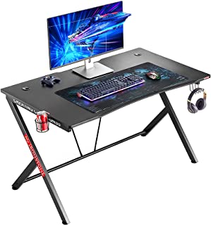 Photo 1 of Mr IRONSTONE Deep Gaming Desk 45.3" W x 29" D Home Office Computer Table, Red Gamer Workstation with Cup Holder, Headphone Hook and 2 Cable Management Holes
