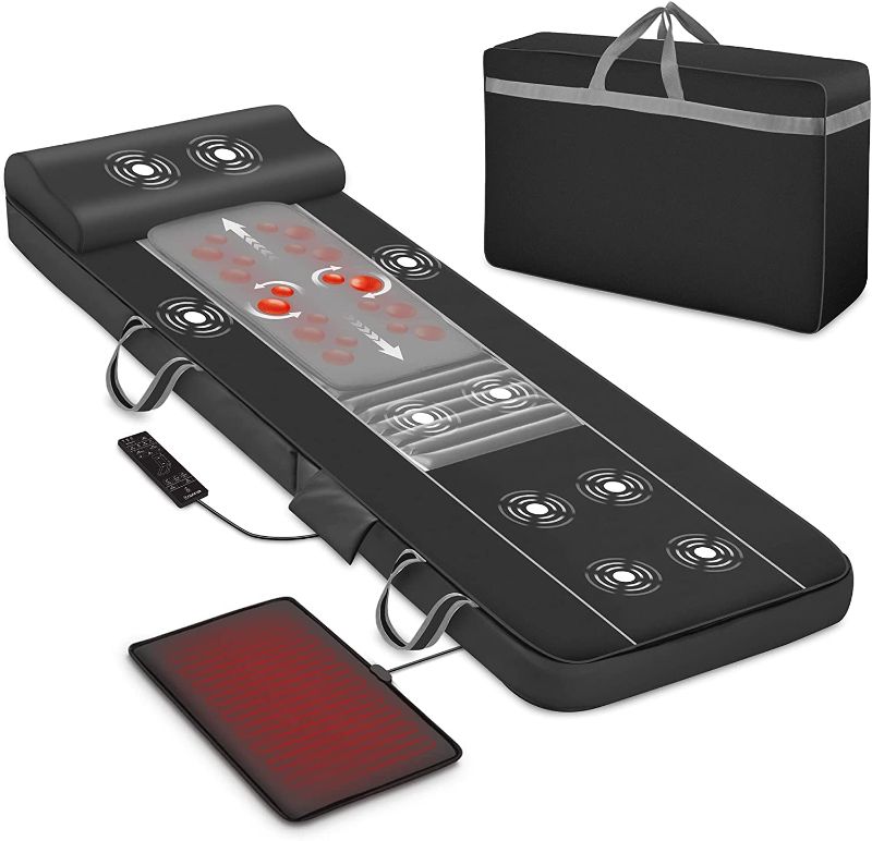 Photo 1 of Full Body Massage Mat, Shiatsu Back Massager with Heat & 10 Motors Vibrating Massage Mattress, Shiatsu Massage Pad for Bed,Massager for Neck and Back,Thighs,Legs

