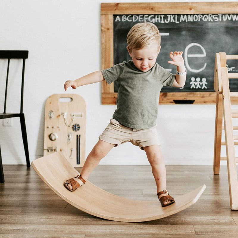 Photo 1 of  Curvy Board Rocker Board Montessori Toy 35 Inch Kid Size Wooden Patten