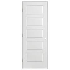 Photo 1 of 28 in. x 80 in. Riverside 5-Panel Right-Handed Hollow-Core Smooth Primed Composite Single Prehung Interior Door
