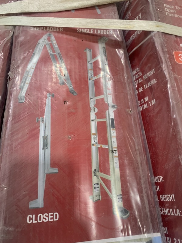 Photo 3 of 7 ft. Height 10 ft. Reach Aluminum Fully Compactable Multi-Position Ladder 375 lbs. Load Capacity Type IAA Duty Rating