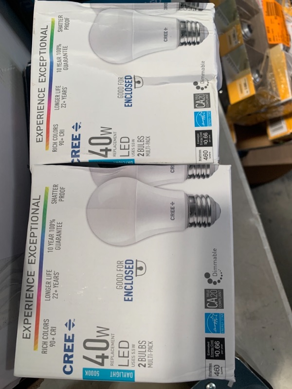 Photo 2 of 40W Equivalent Daylight (5000K) A19 Dimmable Exceptional Light Quality LED Light Bulb (2-2Packs)