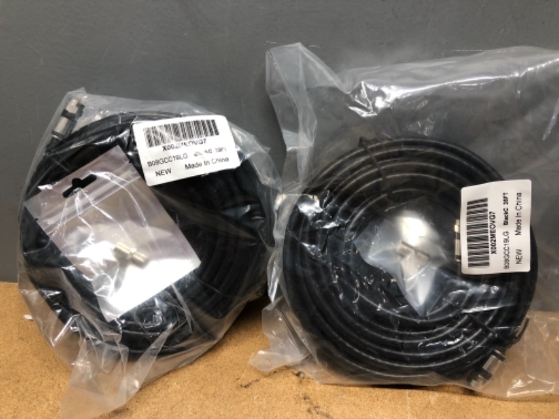 Photo 2 of ***2 Pack***GTOTd Coaxial Cable (35 Feet) with RG6 Coax Cable Connector (F-Type Cable Extension Adapter 1X) Black Coax Satellite TV 75 Ohm Cable