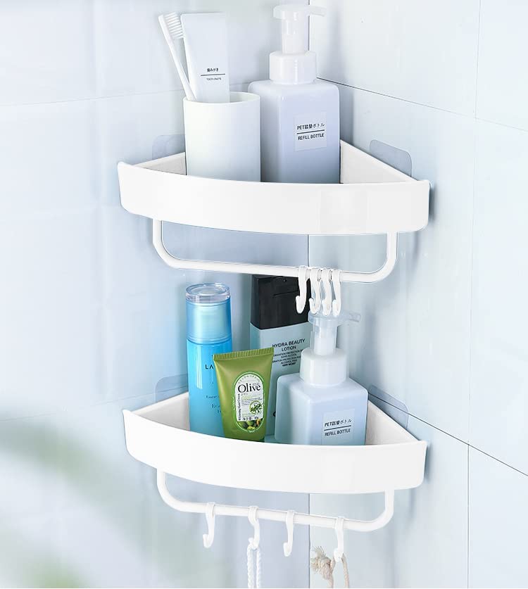 Photo 1 of Adhesive Shower Caddy Corner basket Bathroom Shelf?2 Packs? (White)