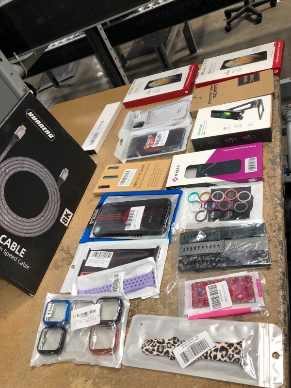 Photo 1 of bundle of misc items Phone cases, HDMI cable 8K, Aplle Watche bands/ cases, phone screen protecter, etc ***18 Items***