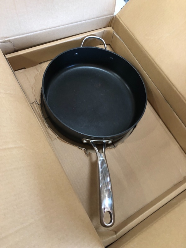 Photo 2 of 5 qt. Hard-Anodized Aluminum Nonstick Deep Saute Pan in Black with Glass Lid
