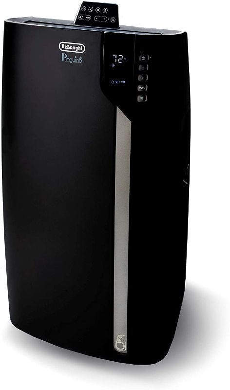 Photo 1 of De'Longhi 14000 BTU Portable Air Conditioner, Dehumidifier & Fan + Cool Surround Remote w/Built-in Temperature Control Sensor & Quiet Mode, 700 sq ft, XLarge Room, Pinguino 8600 BTU (DOE), Black AS IS USED, MINOR COSMETIC WEAR FROM PREVIOUS USE 
