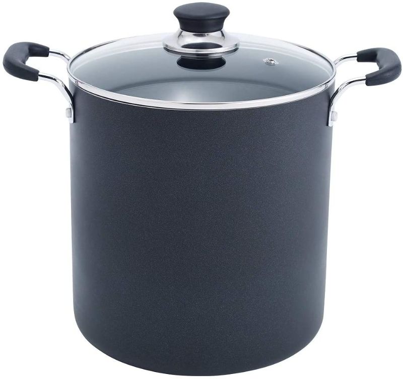 Photo 1 of *USED*
*SEE last picture for damage*
T-fal B36262 Specialty Total Nonstick Dishwasher Safe Oven Safe Stockpot Cookware, 12-Quart, Black
