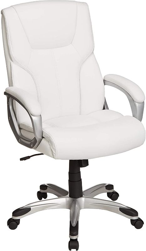 Photo 1 of Amazon Basics Executive Office Desk Chair with Armrests, Adjustable Height/Tilt, 360-Degree Swivel, 275Lb Capacity - White/Pewter
PREVIOUSLY USED