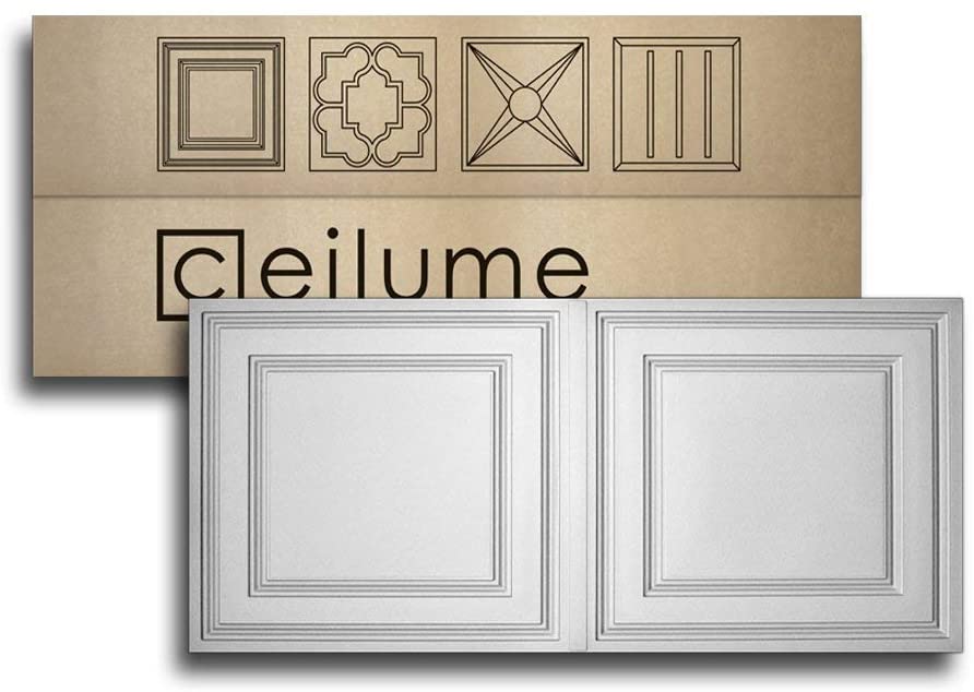 Photo 1 of Ceilume 12 pc Stratford Ultra-Thin Feather-Light 2x4 Lay in Ceiling Tiles - for Use in 1" T-Bar Ceiling Grid - Drop Ceiling Tiles (12 Tiles