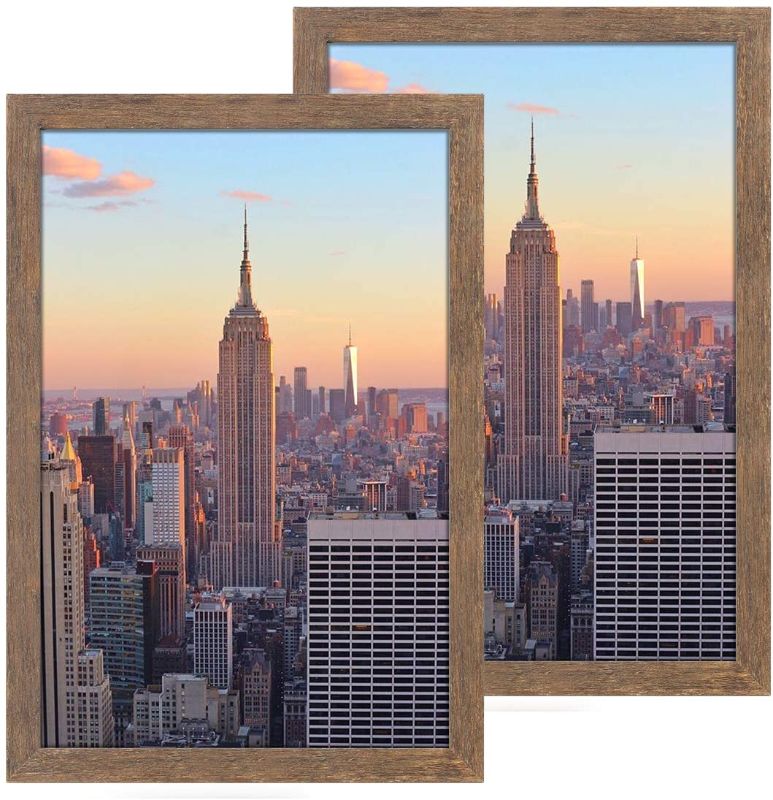 Photo 1 of (***ONE FRAME ONLY***)Hap Tim 12x18 Picture Frame Brown Wood Pattern Set of 2,Wall Hanging, Smooth Molding & Acrylic Cover,Great for Prints, Poster, Mural and Picture(CWH007MD12x18-BR)
