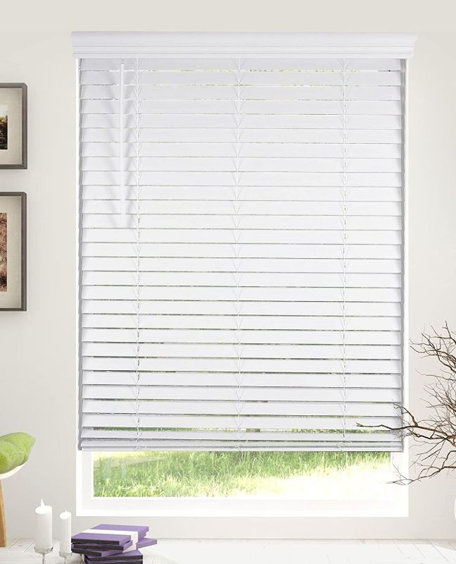 Photo 1 of  Snow White Cordless 2-inch Faux Wood Blind with Royal Valance, 70.25-Inch Width x 60-Inch Height
