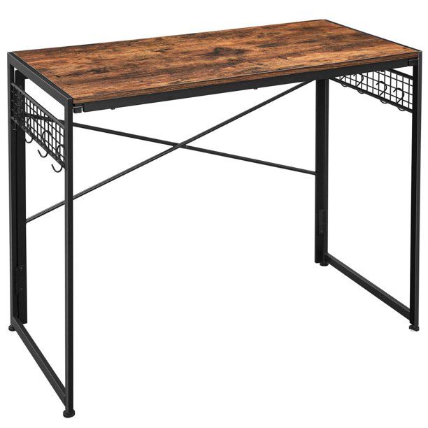 Photo 1 of VASAGLE Computer Folding Desk, 39-Inch Writing Desk, Rustic Brown and Black
**PREVIOUSLY USED, MISSING HARDWARE, DESK COLOR IS BLACK**