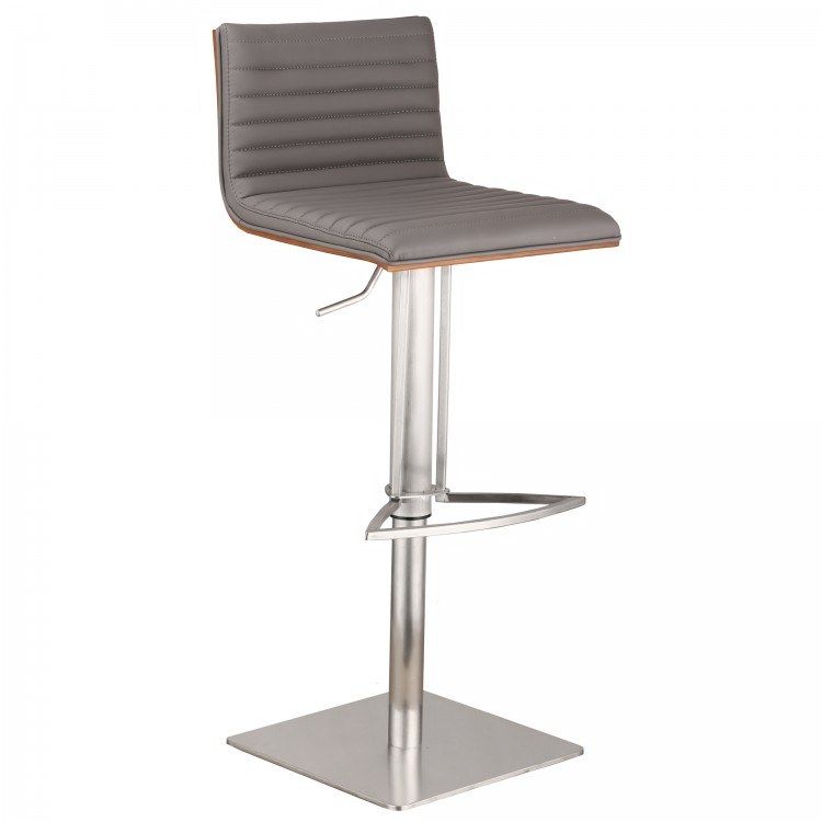 Photo 1 of **MISSING HARDWARE**
 Brushed Stainless Steel Barstool in GraY Back by Armen Living