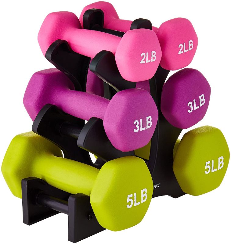 Photo 1 of Amazon Basics Neoprene Coated Dumbbell Hand Weight Set
