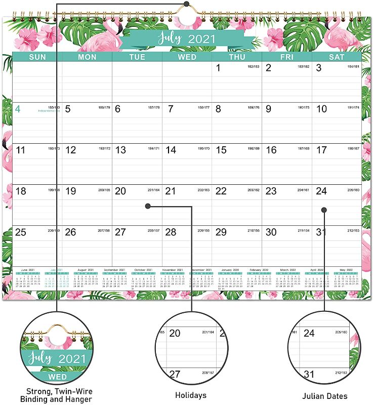 Photo 2 of 2021 Calendar - Wall Calendar from July 2021 - December 2022 with Julian Dates, 11.5" x 15", Two-Wire Binding, Ruled Blocks Perfect for Planning...
(14 PACK)