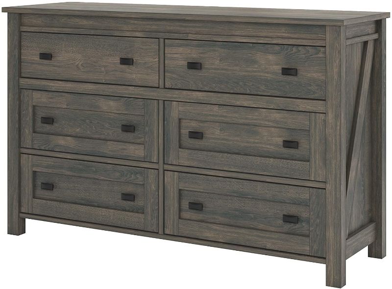 Photo 1 of **BOX 1 OF 2 ** Ameriwood Home Farmington, 6 Drawer Dresser, Weathered Oak
