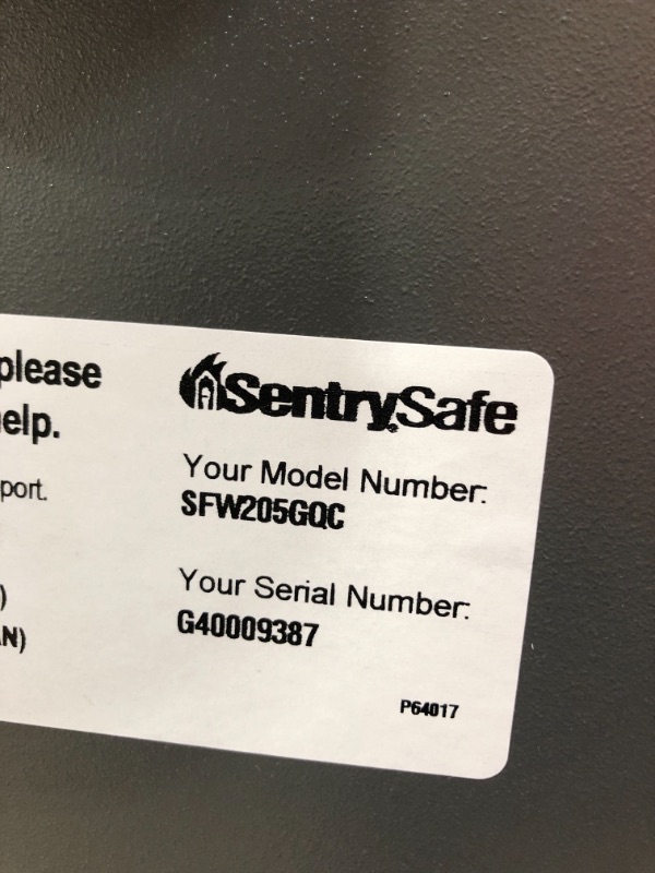 Photo 3 of Sentrysafe Sfw205gqc Fireproof Safe and Waterproof Safe with Digital Keypad 2.05...**NO MANUAL, NO KEY, NO COMBINATION AVAILABLE**