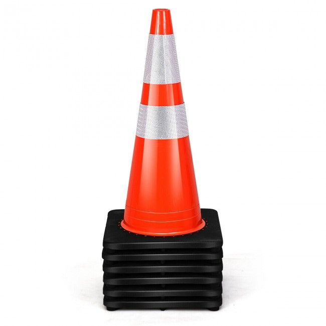 Photo 1 of (6 Cones) BESEA 28” inch Orange PVC Traffic Cones, Black Base Construction Road Parking Cone Structurally Stable Wearproof (28" Height)
