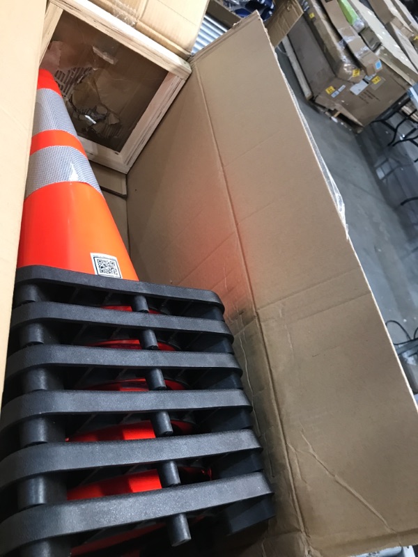 Photo 3 of (6 Cones) BESEA 28” inch Orange PVC Traffic Cones, Black Base Construction Road Parking Cone Structurally Stable Wearproof (28" Height)
