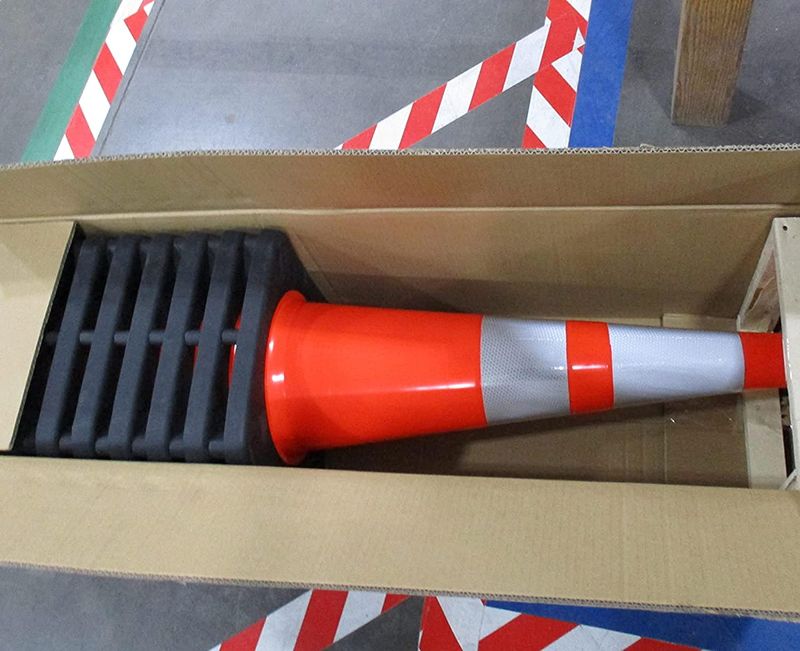 Photo 2 of (6 Cones) BESEA 28” inch Orange PVC Traffic Cones, Black Base Construction Road Parking Cone Structurally Stable Wearproof (28" Height)
