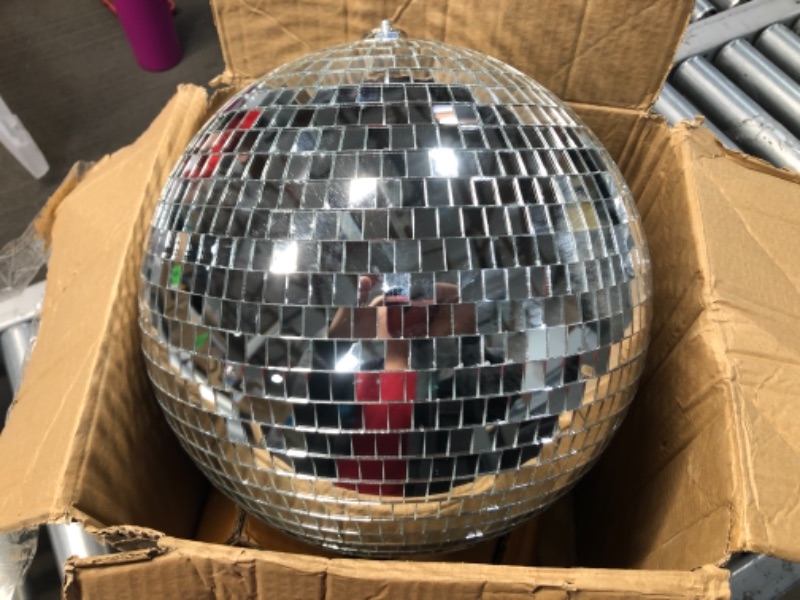 Photo 2 of 12 Inch Mirror Ball Hanging Disco Lighting Ball for DJ Club Stage Bar Party Wedding Holiday Decoration