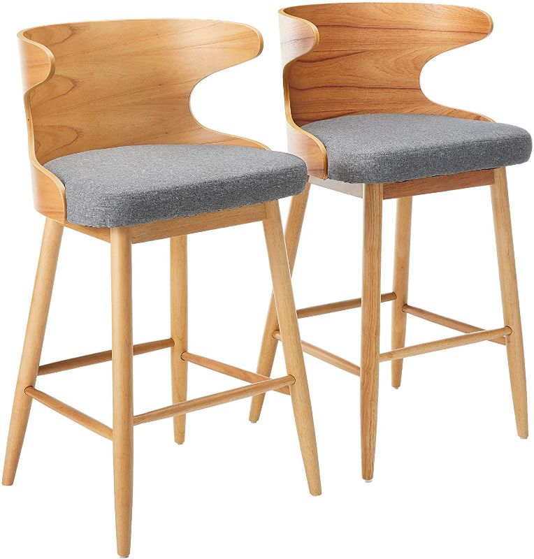 Photo 1 of *previously opened*
Christopher Knight Home Truda Mid Century Modern Fabric Barstools | Set of 2 | in Light Grey, Natural, 21 inches deep x 23 inches wide x 41 inches high
