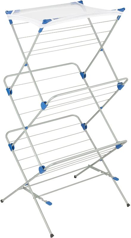 Photo 1 of Honey-Can-Do DRY-01105 3-Tier Mesh Top Premium 60-Inch Drying Rack, Silver
