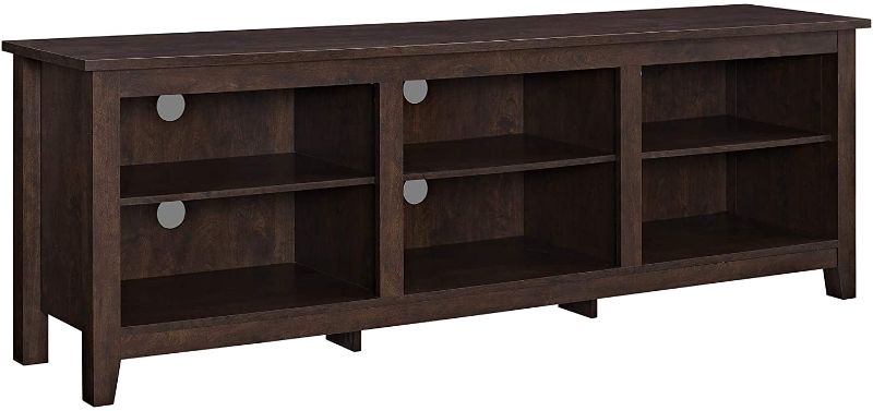 Photo 1 of *previously opened*
*UNKNOWN what/ if anything is missing* 
Walker Edison Wren Classic 6 Cubby TV Stand for TVs up to 80 Inches, 70 Inch, Brown
