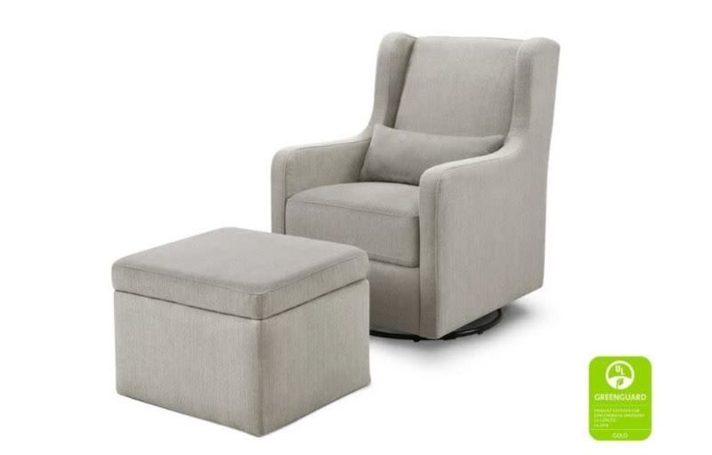 Photo 1 of *SEE last picture for damage* 
Carters By Davinci Adrian Swivel Glider with Storage Ottoman in Performance Grey Linen
