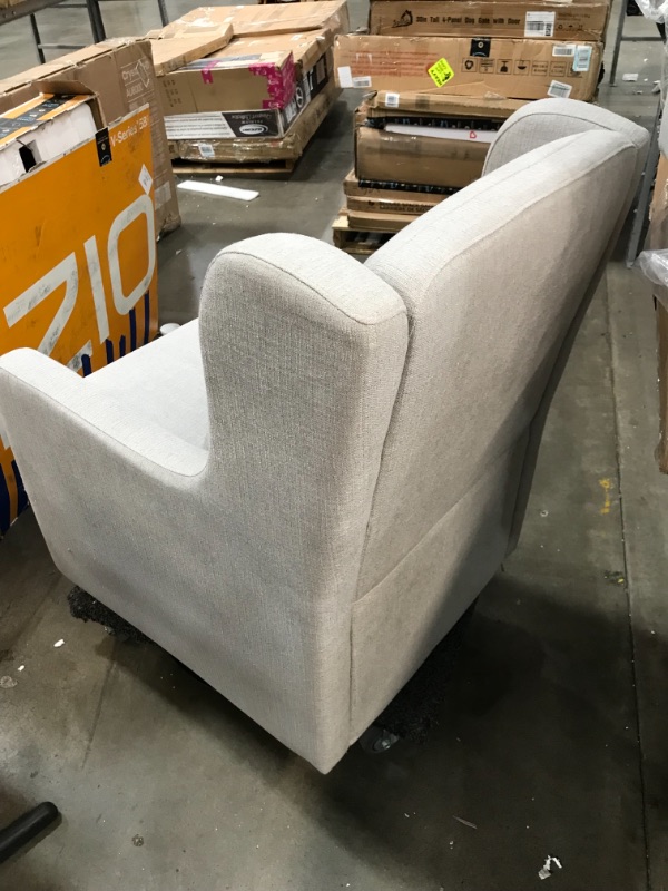 Photo 3 of *SEE last picture for damage* 
Carters By Davinci Adrian Swivel Glider with Storage Ottoman in Performance Grey Linen
