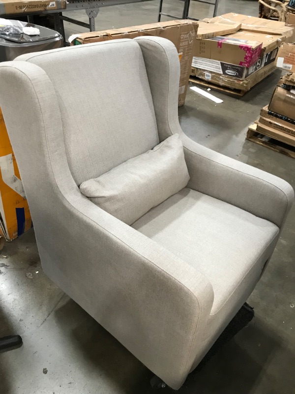 Photo 2 of *SEE last picture for damage* 
Carters By Davinci Adrian Swivel Glider with Storage Ottoman in Performance Grey Linen
