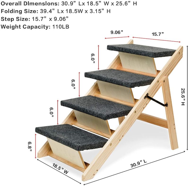 Photo 1 of *USED*
MEWANG Wood Pet Stairs/Pet Steps - 2-in-1 Foldable Dog Stairs & Ramp Perfect for Beds and Cars - Portable Dog/Cat Ladder Up to 110 Pounds
