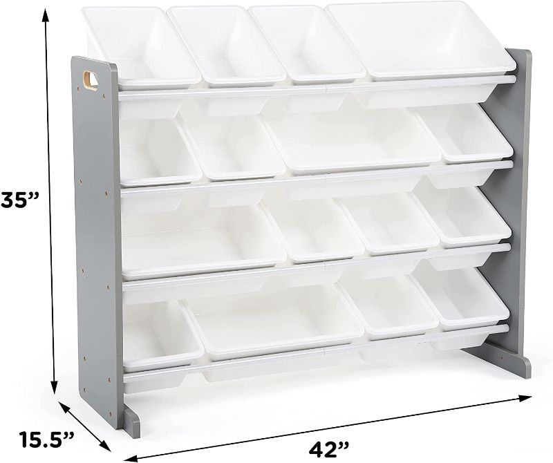 Photo 1 of *previously opened*
Humble Crew Supersized Wood Toy Storage Organizer, Extra Large, Grey/White, 42”w x 11”d (15. 5”D with stabilizing braces) x 31”h
