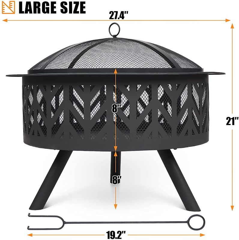 Photo 1 of *MISSING hardware* 
INNO STAGE Outdoor Fire Pit 27 Inch, Portable Wood Burning Firepit Patio & Backyard Fire Bowl with Spark Screen, Fireplace Poker, Large Bonfire for Camping Picnic Campfire Garden BBQ
