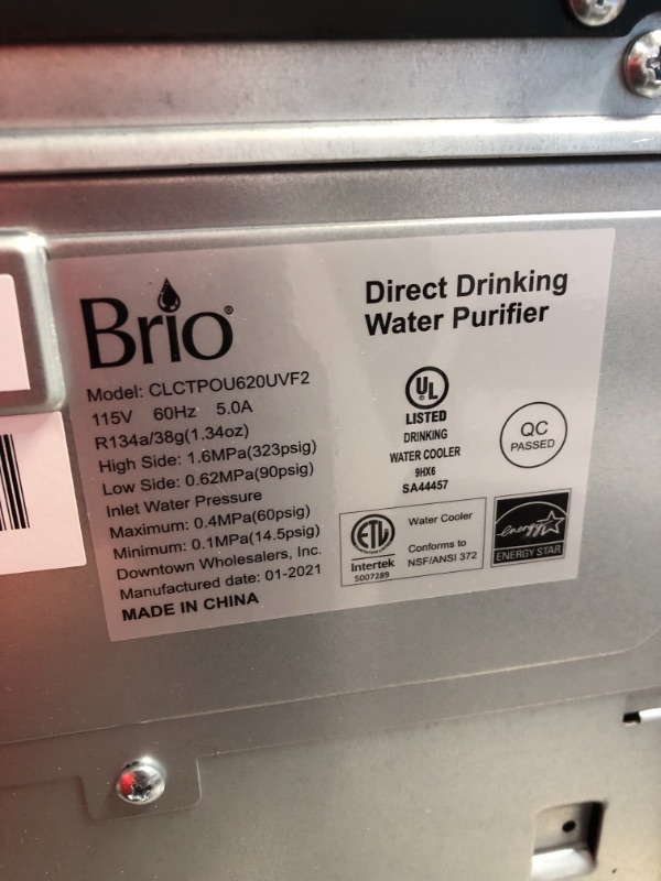Photo 8 of *MISSING a few tubes, adapters, and plumber's tape*
Brio Self-Cleaning Countertop Bottleless Water Cooler Dispenser - with 2-Stage Water Filter and Installation Kit, Tri Temp Dispense, UV Cleaning - Black
