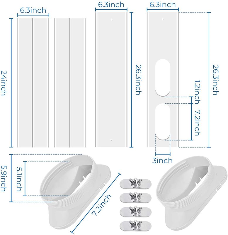 Photo 1 of *hose adapters have been USED*
INOMO Portable Air Conditioner Two Flat-Mouth Sliding Door Kit with Two Universal Coupler Adapter, Upgraded Seamless Adjustable Sliding AC Vent Kit for Ducting Exhaust Hose of 5.1 Inches/5.9Inches
